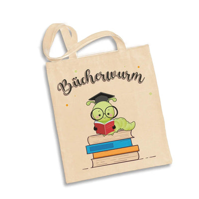 Bild: Baumwolltasche - Bücherwurm Geschenkidee