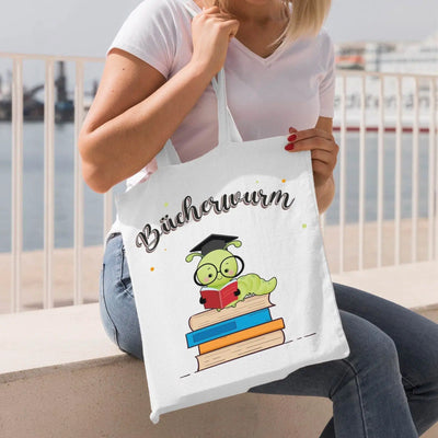 Bild: Baumwolltasche - Bücherwurm Geschenkidee