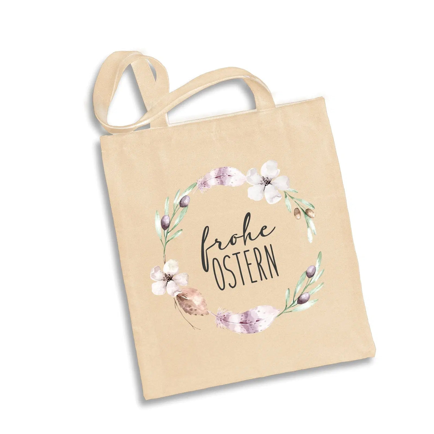 Bild: Baumwolltasche - Frohe Ostern - Blumenkranz Geschenkidee