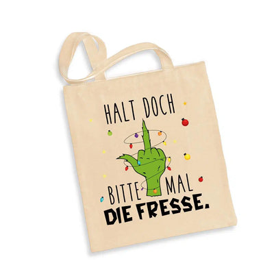 Bild: Baumwolltasche - Grinch - Halt doch bitte mal die Fresse. (Mittelfinger) Geschenkidee