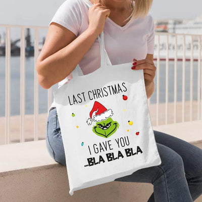 Bild: Baumwolltasche - Grinch - Last Christmas I gave you ...bla bla bla (Gesicht) Geschenkidee