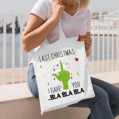 Bild: Baumwolltasche - Grinch - Last Christmas I gave you ...bla bla bla (Mittelfinger) Geschenkidee