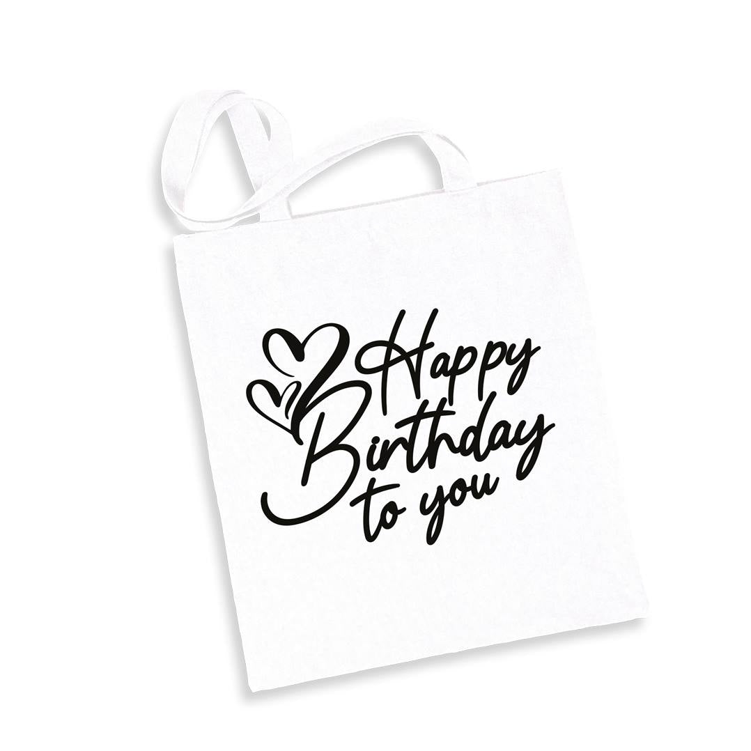 Baumwolltasche - Happy Birthday to you (Schrift)
