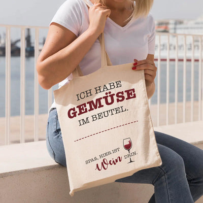 Bild: Baumwolltasche - Ich habe Gemüse im Beutel. Spaß, hier ist Wein drin. Geschenkidee