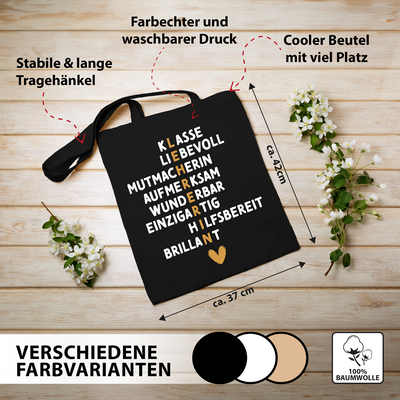Baumwolltasche - Lehrerin (Akrostichon)