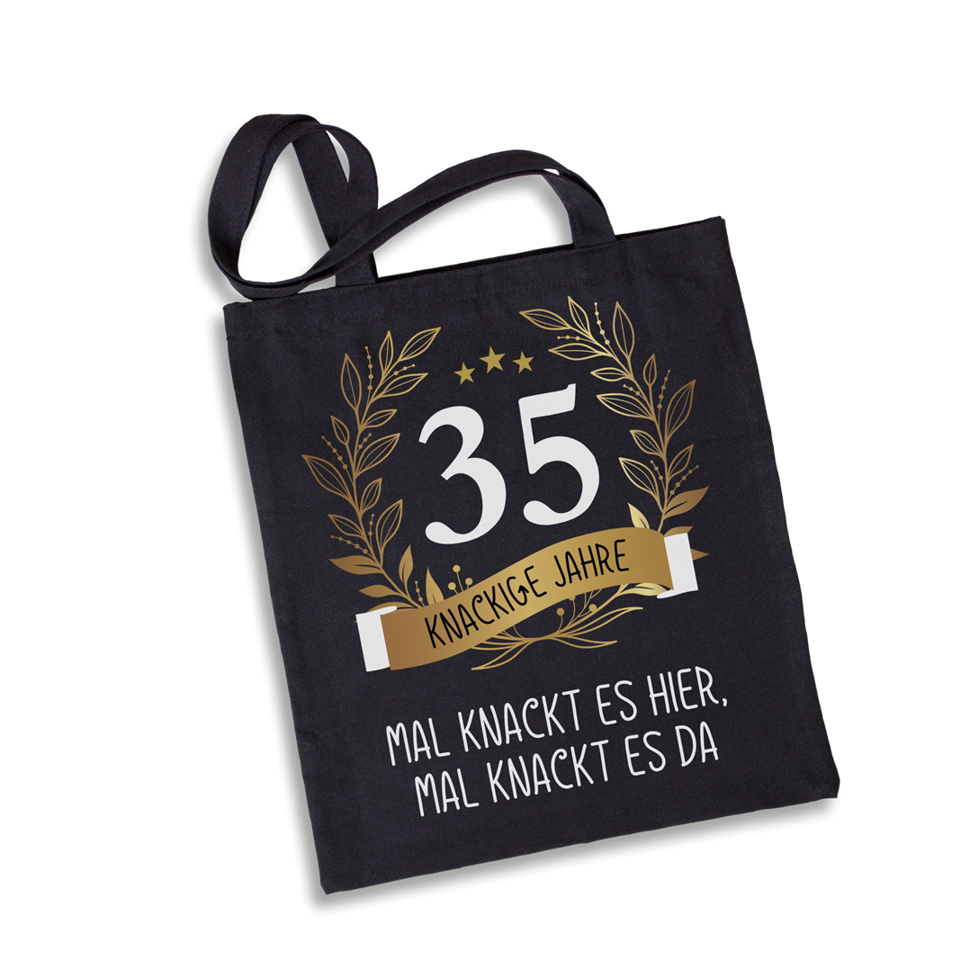 Baumwolltasche - Mal knackt es hier, mal knackt es da - Zahl - knackige Jahre (runder Geburtstag)
