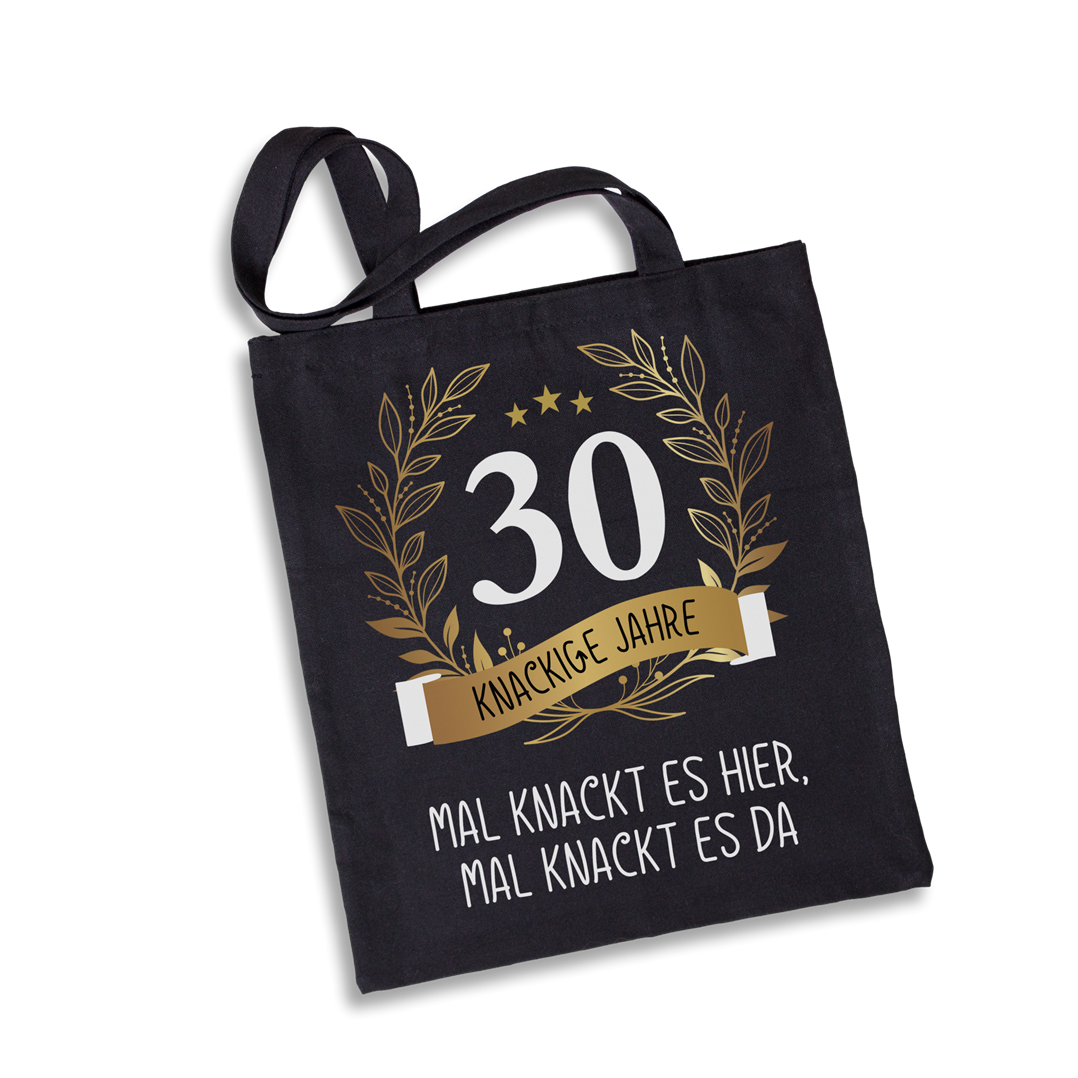 Baumwolltasche - Mal knackt es hier, mal knackt es da - Zahl - knackige Jahre (runder Geburtstag)