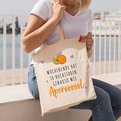 Bild: Baumwolltasche - Wochenende hat 10 Buchstaben. Genauso wie Aperoooool Geschenkidee