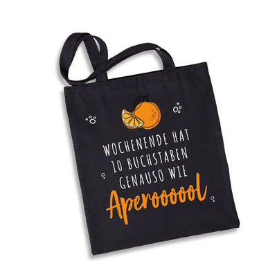 Bild: Baumwolltasche - Wochenende hat 10 Buchstaben. Genauso wie Aperoooool Geschenkidee