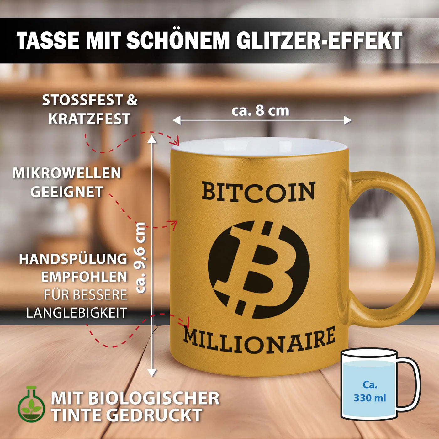 Tasse - Bitcoin Millionaire - BTC -Goldtasse
