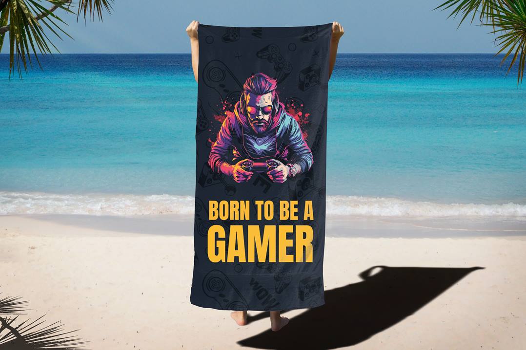 Born to be a Gamer (bunt) - Handtuch & Strandtuch