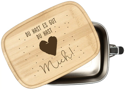 Bild: Brotdose - Du hast es gut. Du hast mich! - Edelstahl mit Bambusdeckel Geschenkidee