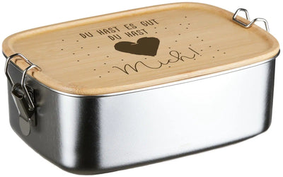 Bild: Brotdose - Du hast es gut. Du hast mich! - Edelstahl mit Bambusdeckel Geschenkidee