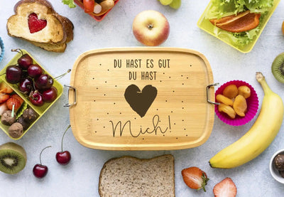 Bild: Brotdose - Du hast es gut. Du hast mich! - Edelstahl mit Bambusdeckel Geschenkidee