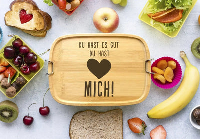 Bild: Brotdose - Du hast es gut. Du hast mich! - V2 - Edelstahl mit Bambusdeckel Geschenkidee