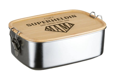 Bild: Brotdose - Eine Superheldin ohne Umhang nennt man Mama - Edelstahl mit Bambusdeckel Geschenkidee