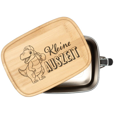Brotdose - Kleine Auszeit (Dino) - Edelstahl mit Bambusdeckel