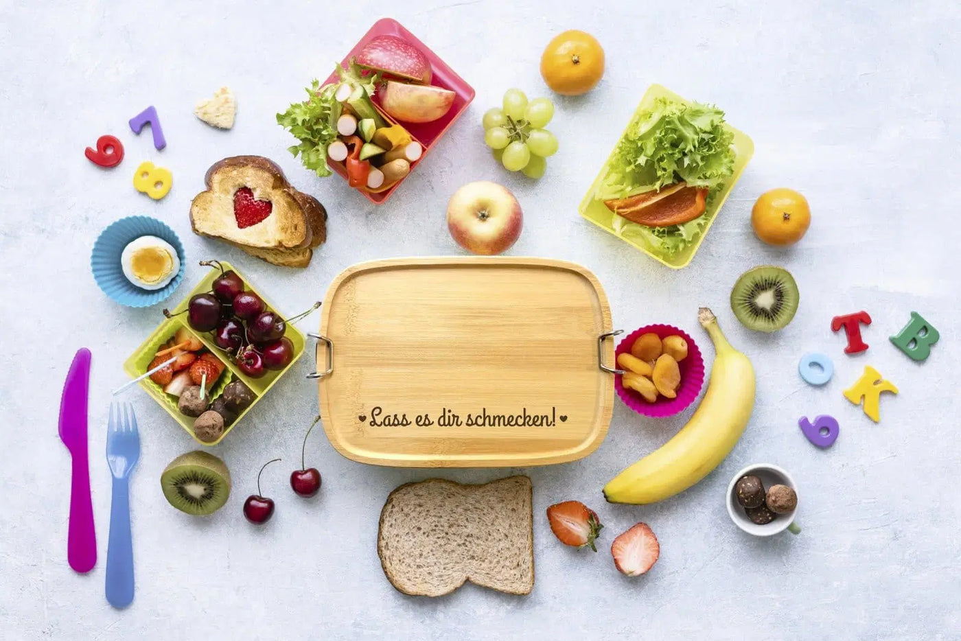 Bild: Brotdose - Lass es dir schmecken! - Edelstahl mit Bambusdeckel Geschenkidee