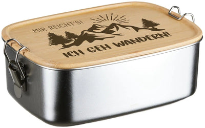 Bild: Brotdose - Mir reicht´s! Ich geh wandern! - Edelstahl mit Bambusdeckel Geschenkidee
