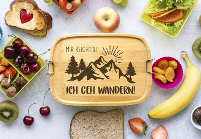 Bild: Brotdose - Mir reicht´s! Ich geh wandern! - Edelstahl mit Bambusdeckel Geschenkidee