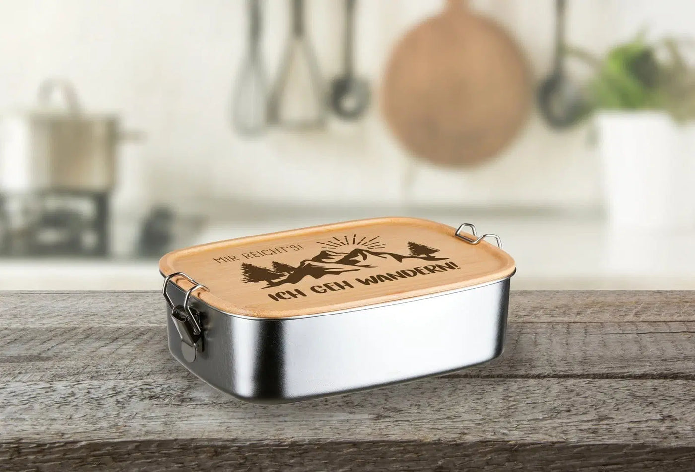 Bild: Brotdose - Mir reicht´s! Ich geh wandern! - Edelstahl mit Bambusdeckel Geschenkidee