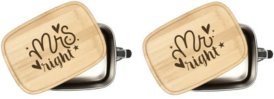 Bild: Brotdose - Mrs. Right und Mr. Right - Edelstahl mit Bambusdeckel Geschenkidee