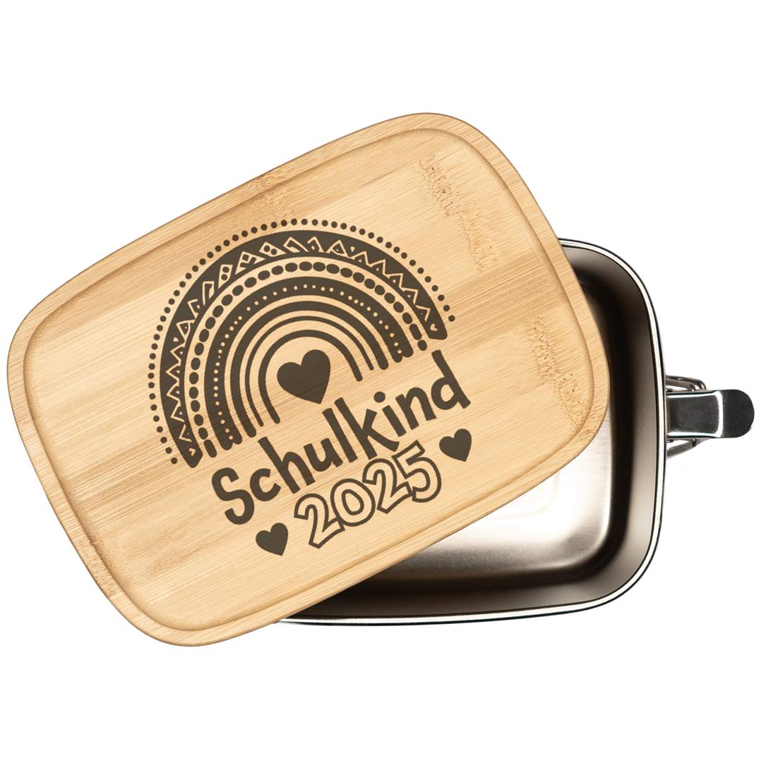 Brotdose - Schulkind 2025 - Edelstahl mit Bambusdeckel
