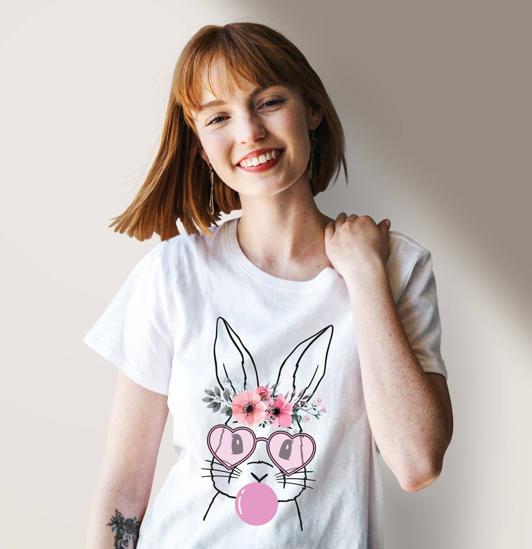 T-Shirt Damen - Hase mit Kaugummi