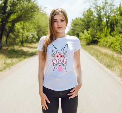 T-Shirt Damen - Hase mit Kaugummi