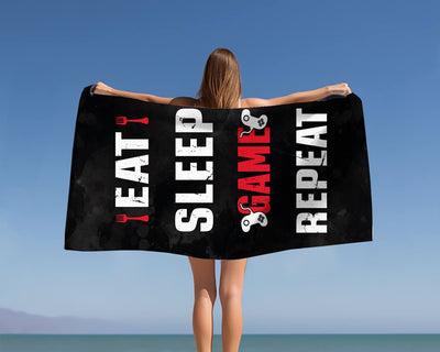 Eat Sleep Game Repeat - Handtuch & Strandtuch