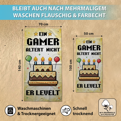 Ein Gamer altert nicht er levelt (Pixel Style) - Handtuch & Strandtuch
