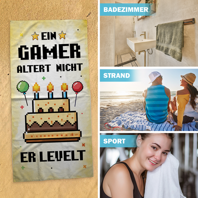 Ein Gamer altert nicht er levelt (Pixel Style) - Handtuch & Strandtuch