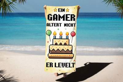 Ein Gamer altert nicht er levelt (Pixel Style) - Handtuch & Strandtuch