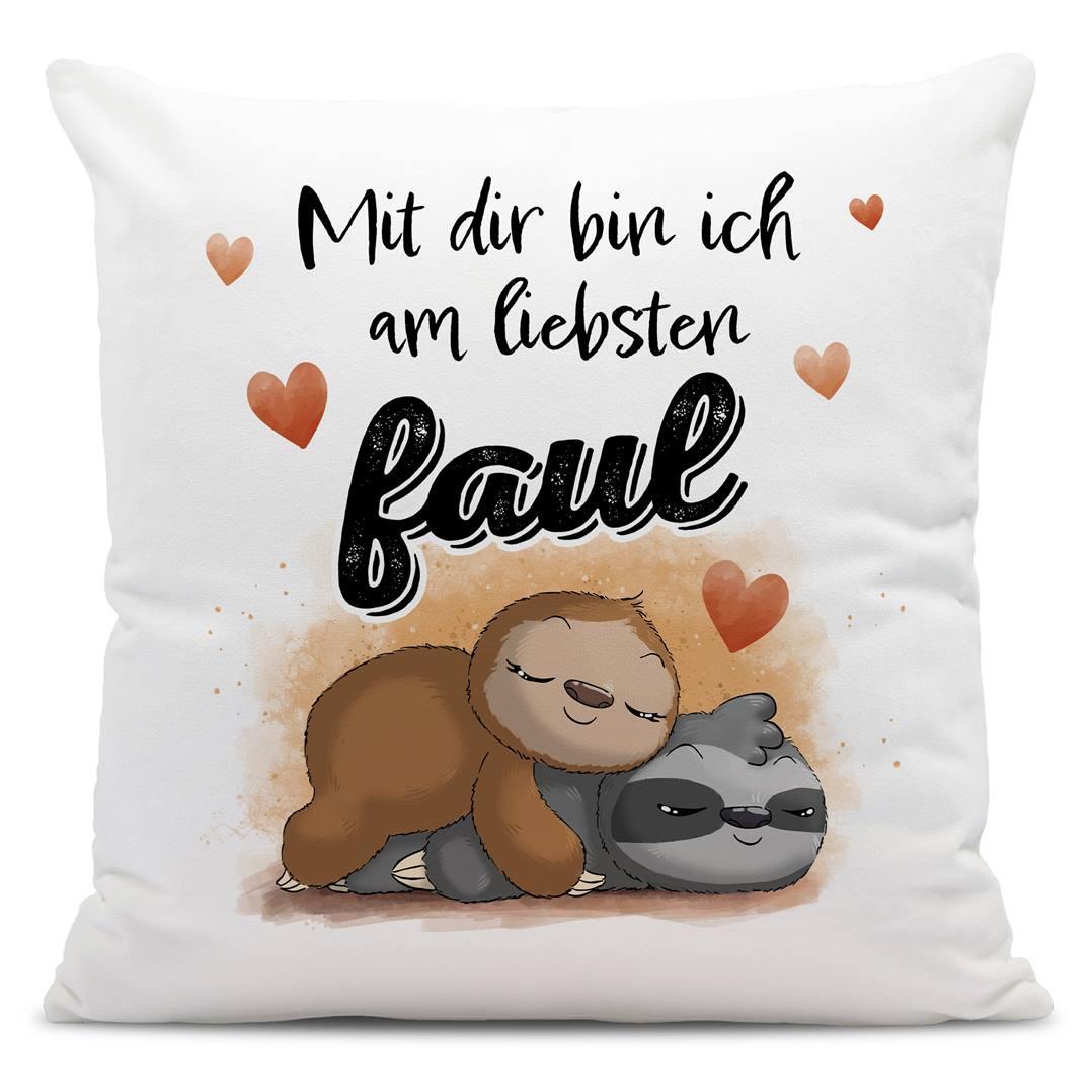 Faultier Kissen Mit Spruch Papas Schnarchecke - Lustiges Geschenk Für Papa 40x40cm