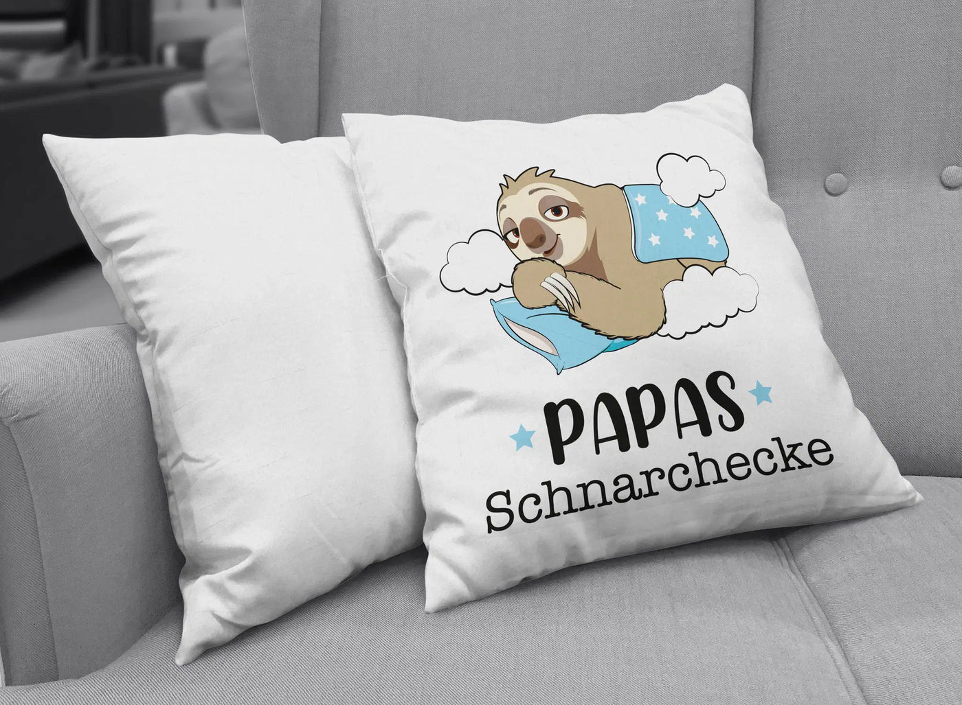 Bild: Kissen - Faultier Papas Schnarchecke V2 Geschenkidee