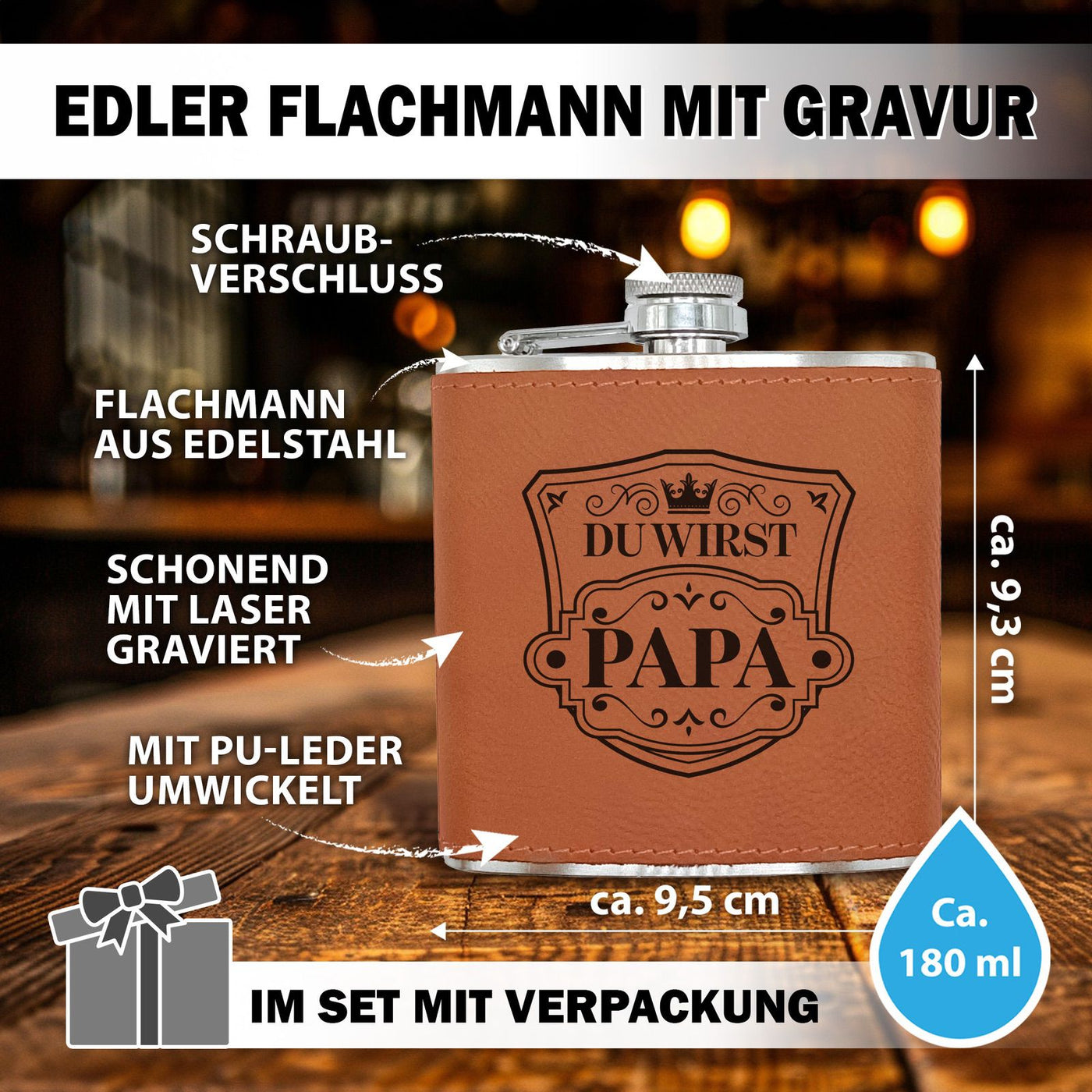 Flachmann Geschenkset - Du wirst Papa