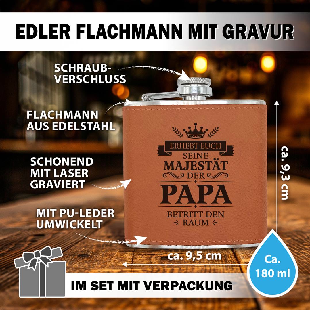 Flachmann Geschenkset - Erhebt euch, Papa betritt den Raum