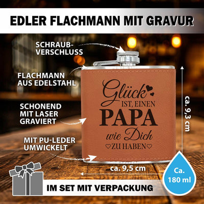 Flachmann Geschenkset - Glück ist, einen Papa wie Dich zu haben