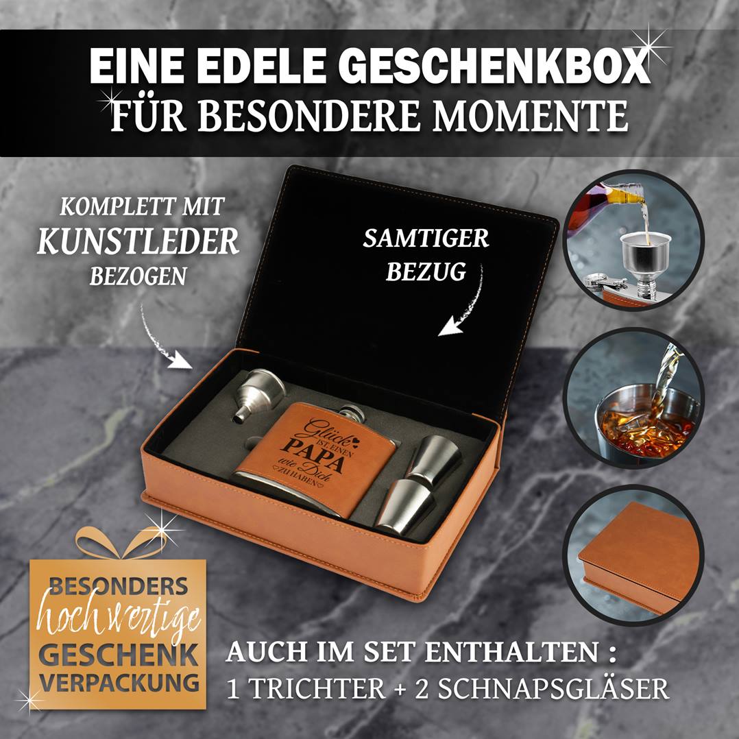 Flachmann Geschenkset - Glück ist, einen Papa wie Dich zu haben