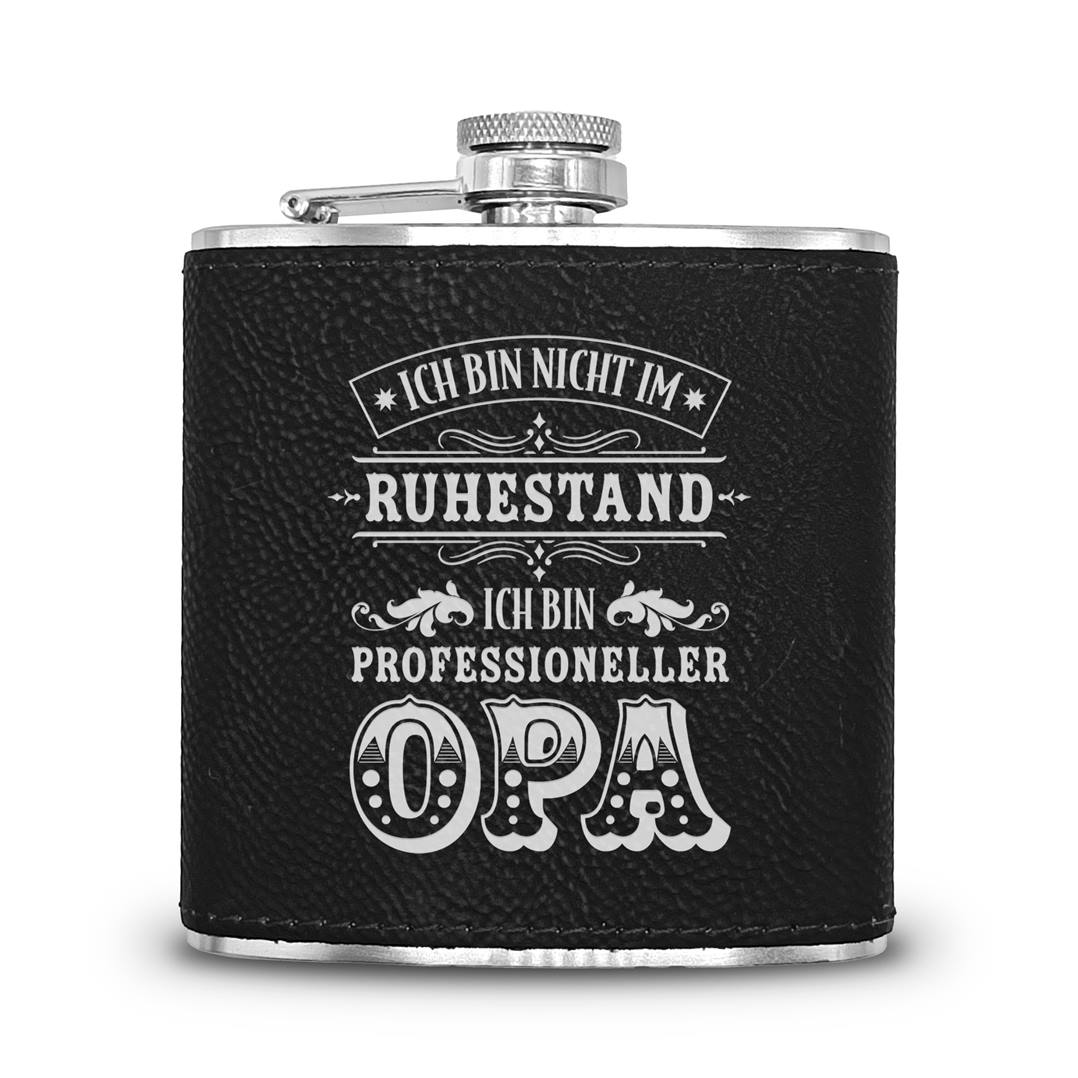 Flachmann Geschenkset - Ich bin nicht im Ruhestand, ich bin professioneller Opa