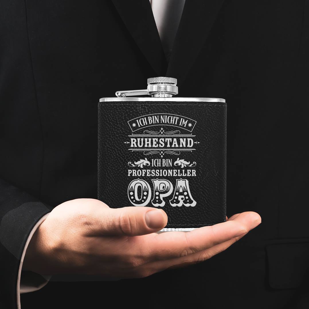 Flachmann Geschenkset - Ich bin nicht im Ruhestand, ich bin professioneller Opa