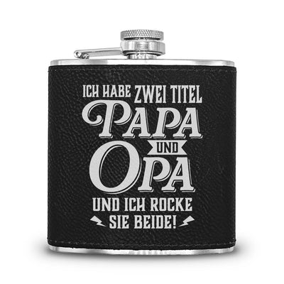Flachmann Geschenkset - Ich habe zwei Titel: Papa und Opa und ich rocke sie beide!