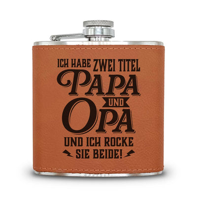 Flachmann Geschenkset - Ich habe zwei Titel: Papa und Opa und ich rocke sie beide!
