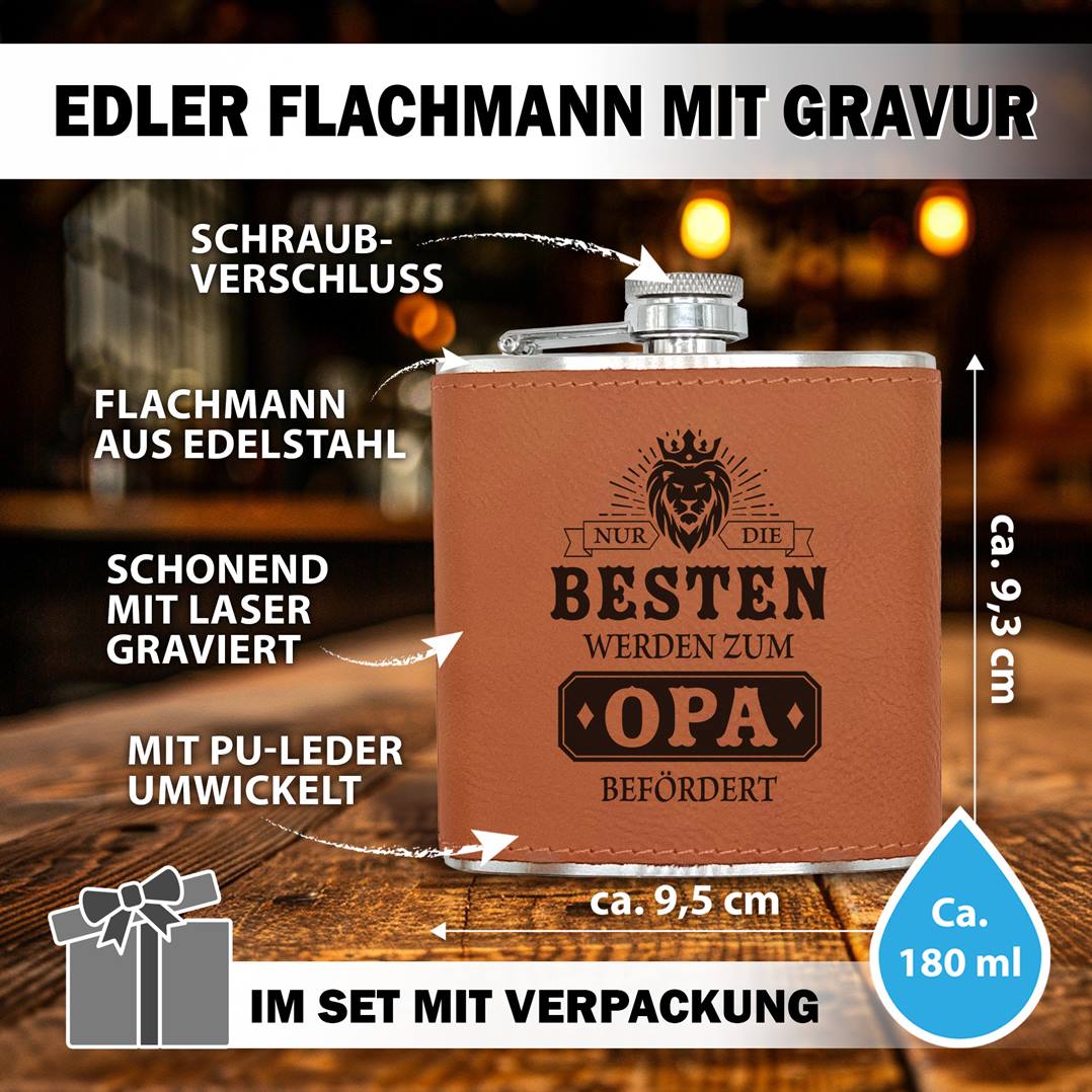 Flachmann Geschenkset - Nur die Besten werden zum Opa befördert