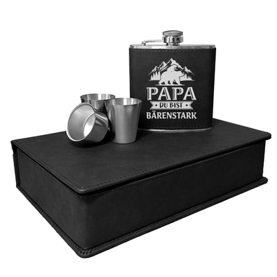 Flachmann Geschenkset - Papa Du bist Bärenstark