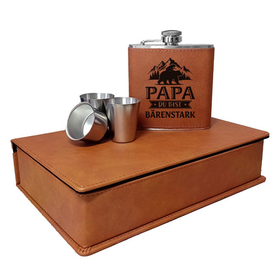 Flachmann Geschenkset - Papa Du bist Bärenstark