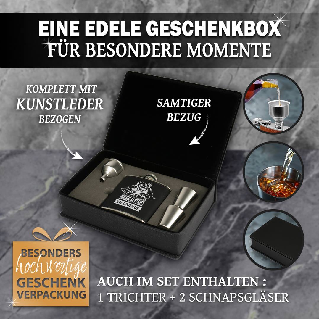 Flachmann Geschenkset - Papa - Mann.Mythos Die Legende