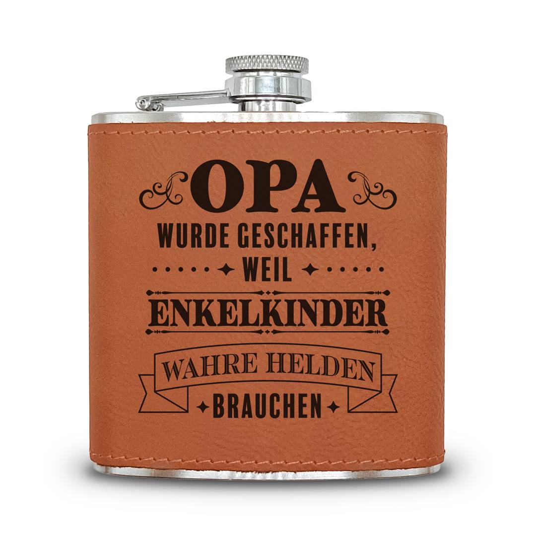 Flachmann Geschenkset - OPA wurde geschaffen, weil Enkelkinder wahre Helden brauchen