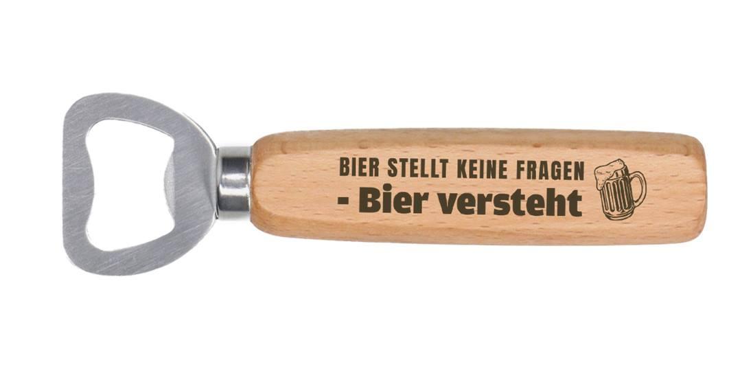 Flaschenöffner mit Spruch – Holz Gravur, Made in Germany, Geschenk – Tassenbrennerei