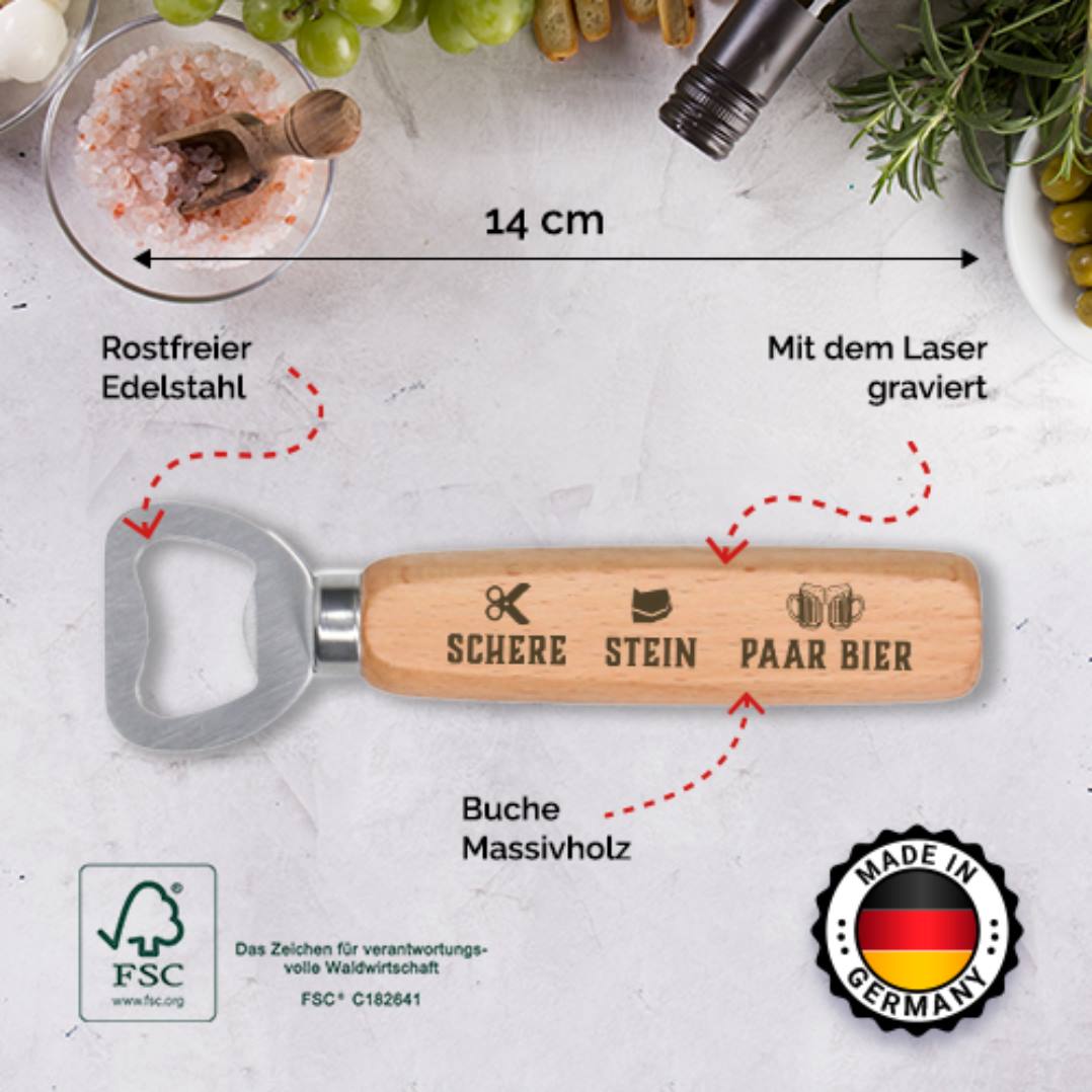 Flaschenöffner - Schere, Stein, paar Bier